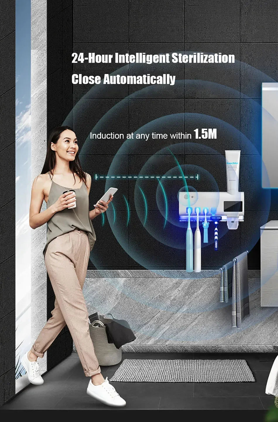 Automatic Solar Energy UV Toothbrush Holder