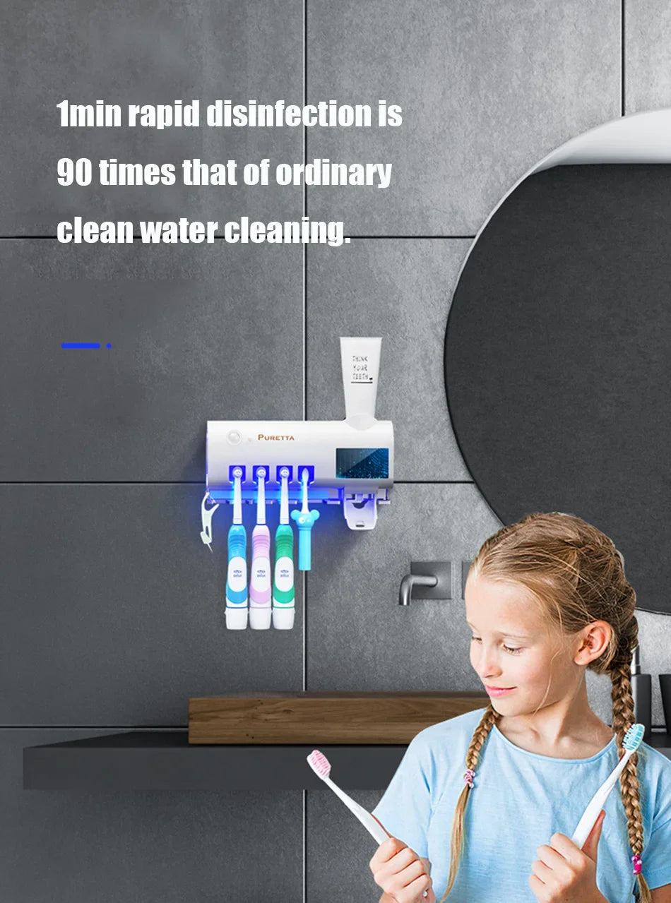 Automatic Solar Energy UV Toothbrush Holder